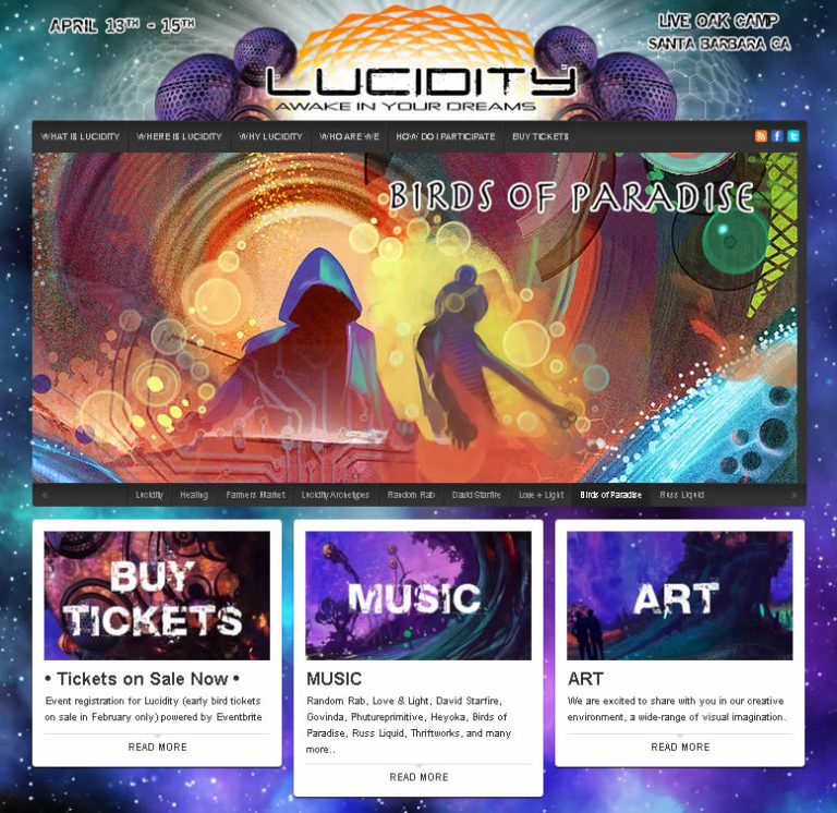 Lucidity Festival website screenshot