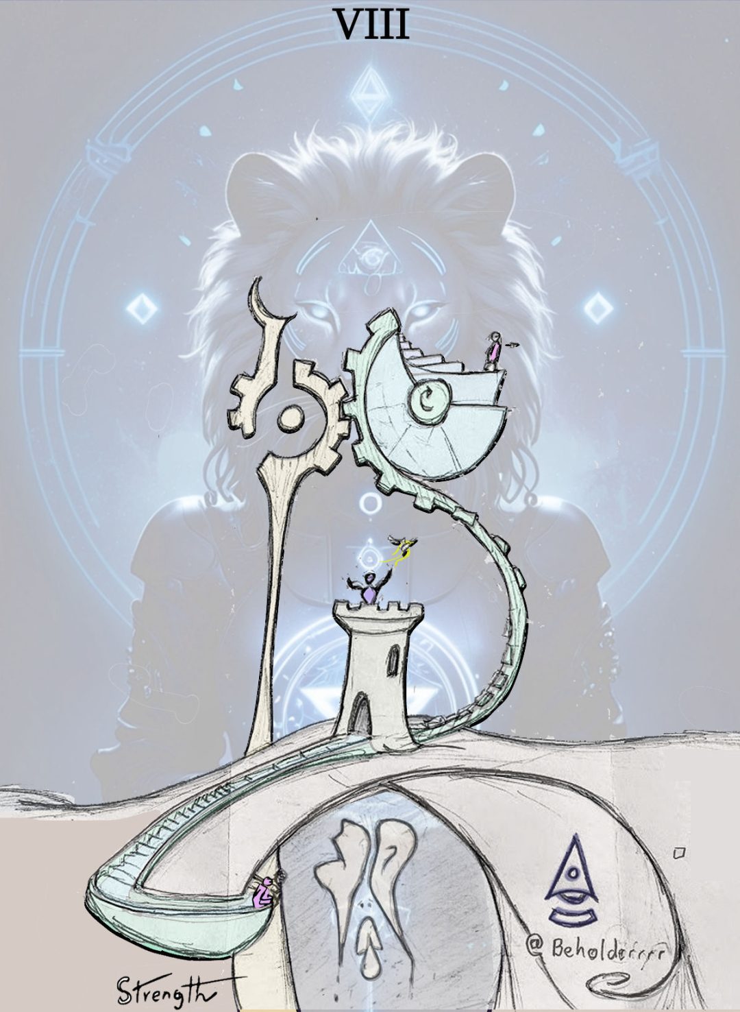 Strength Archetype Blue Glow Leo Lion Beholdify